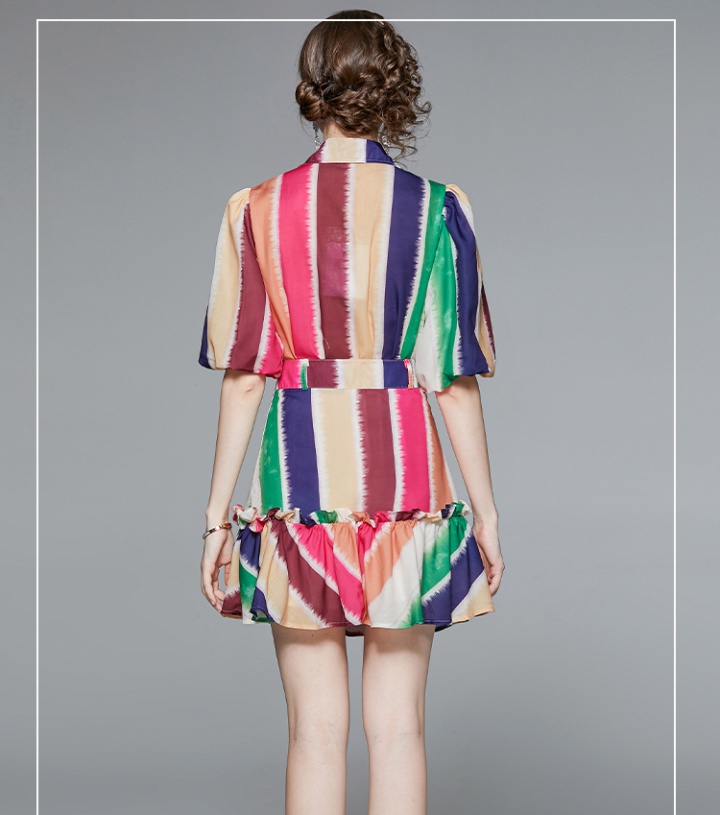 Stripe France style shirt colors short skirt a set