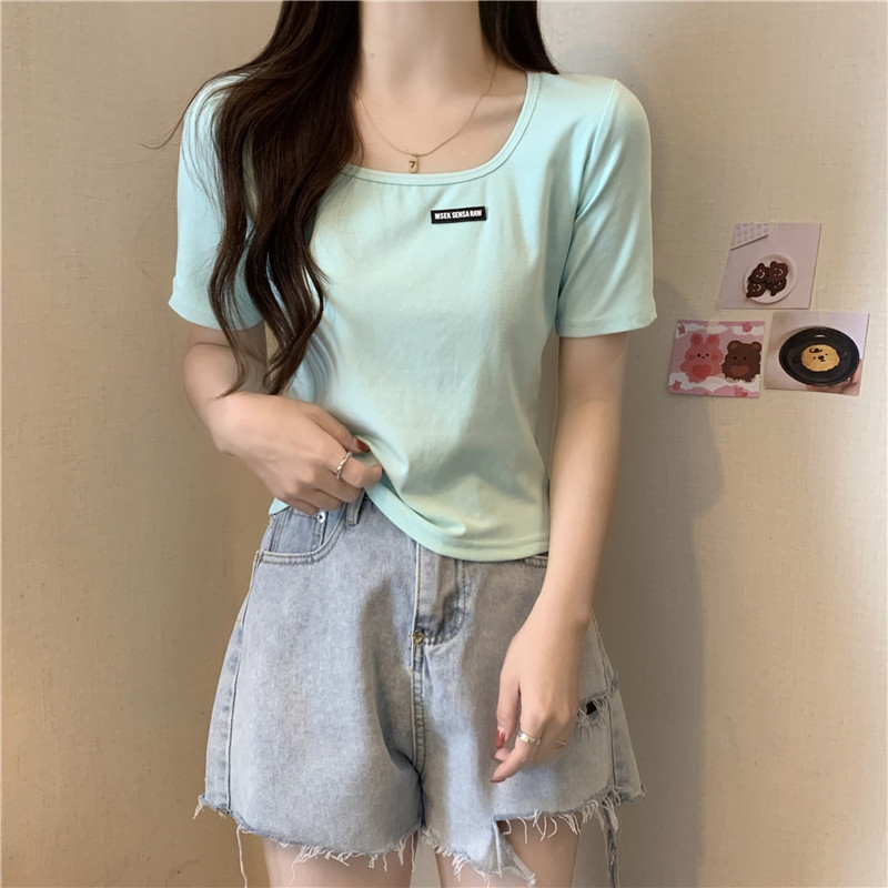 Pure cotton summer small shirt short tops for women