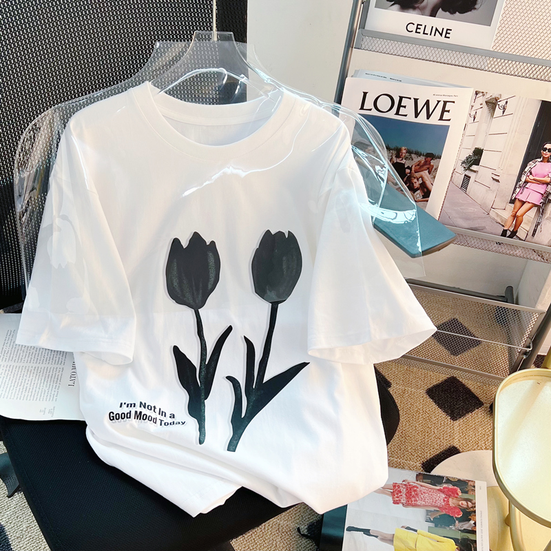 Korean style summer short sleeve pure cotton T-shirt
