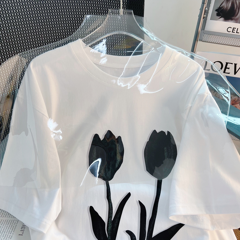 Korean style summer short sleeve pure cotton T-shirt