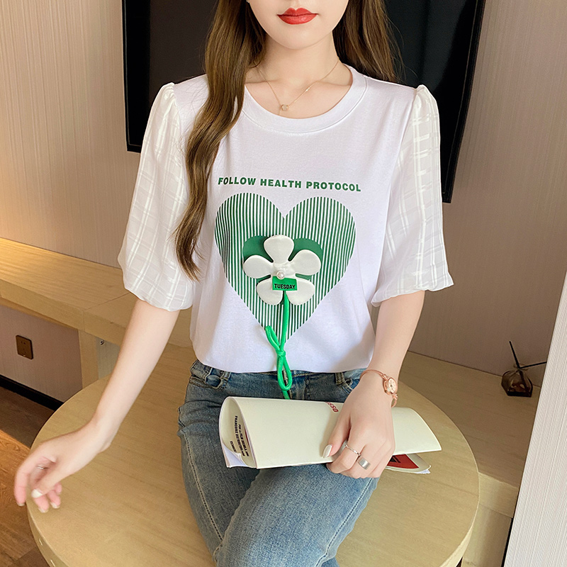 Short sleeve printing T-shirt Korean style tops for women