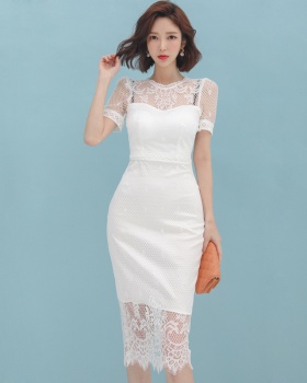 Slim long Korean style package hip splice dress for women