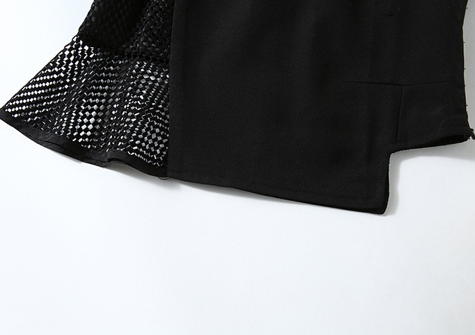 Fashion mesh skirt splice hollow vest 2pcs set
