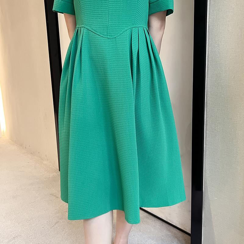 Summer slim fat France style pinched waist dress