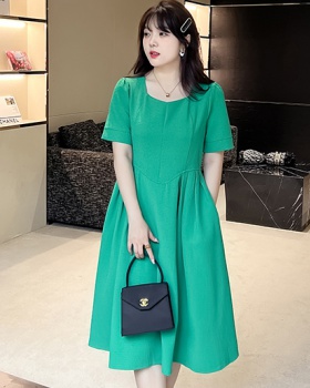 Summer slim fat France style pinched waist dress