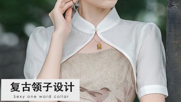 Ink small shirt Chinese style strap dress 2pcs set