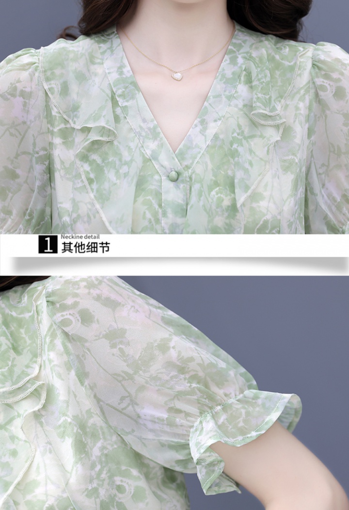 Sweet slim lotus leaf edges floral dress for women