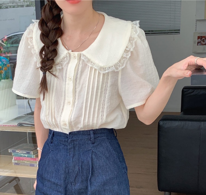 Korean style doll collar sweet lovely splice shirt