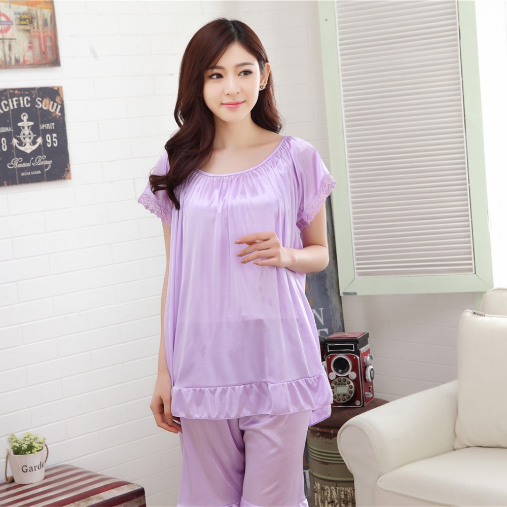Homewear real silk thin pajamas 2pcs set for women