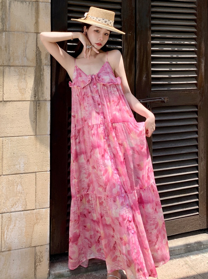 Summer floral dress sling lazy long dress