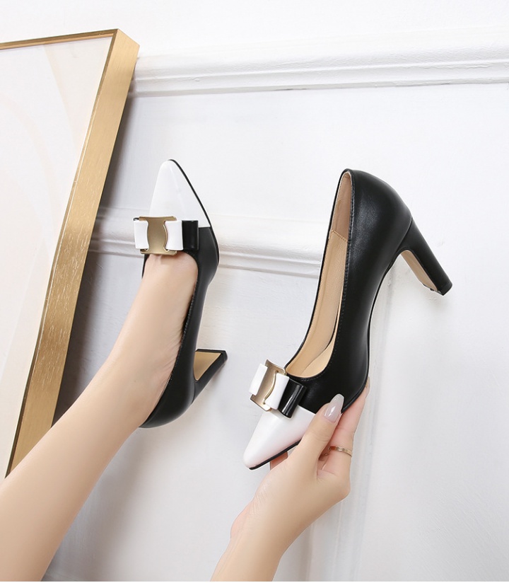 France style thick shoes retro high-heeled shoes for women
