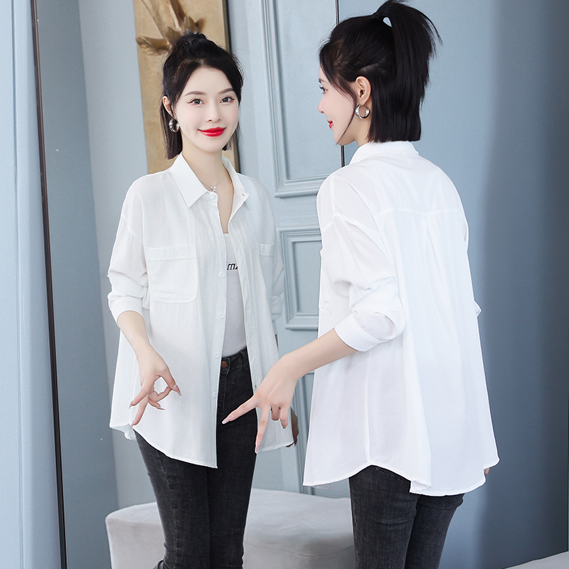 Long sleeve loose Korean style thin summer shirt for women