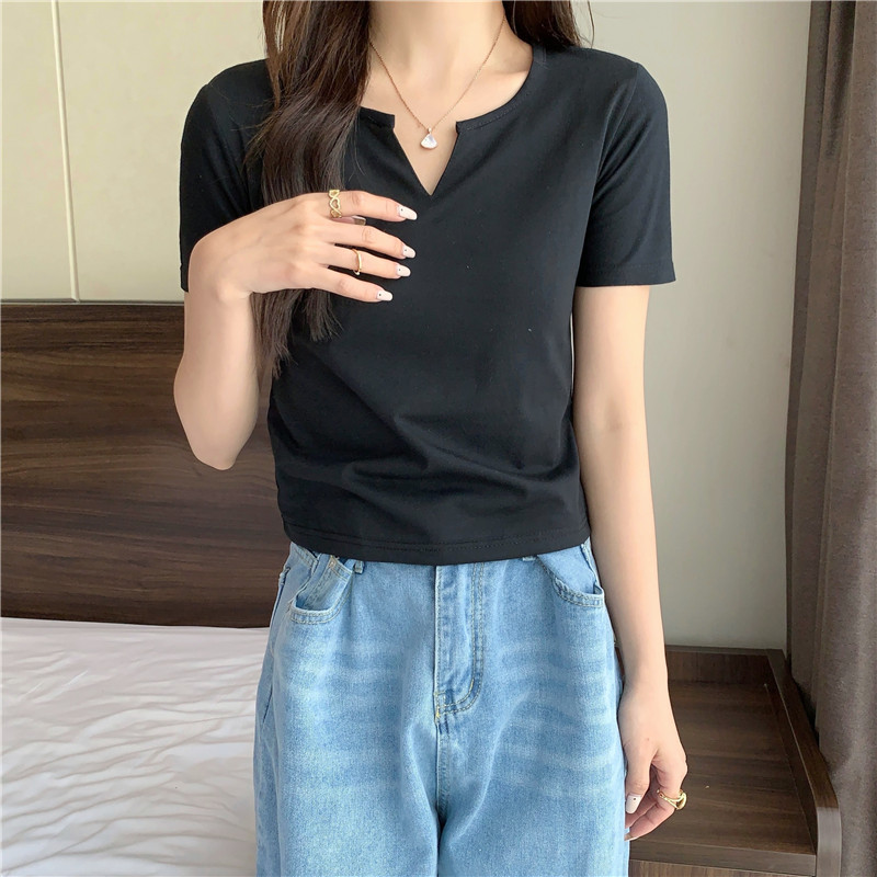 Pure all-match T-shirt short Korean style tops for women