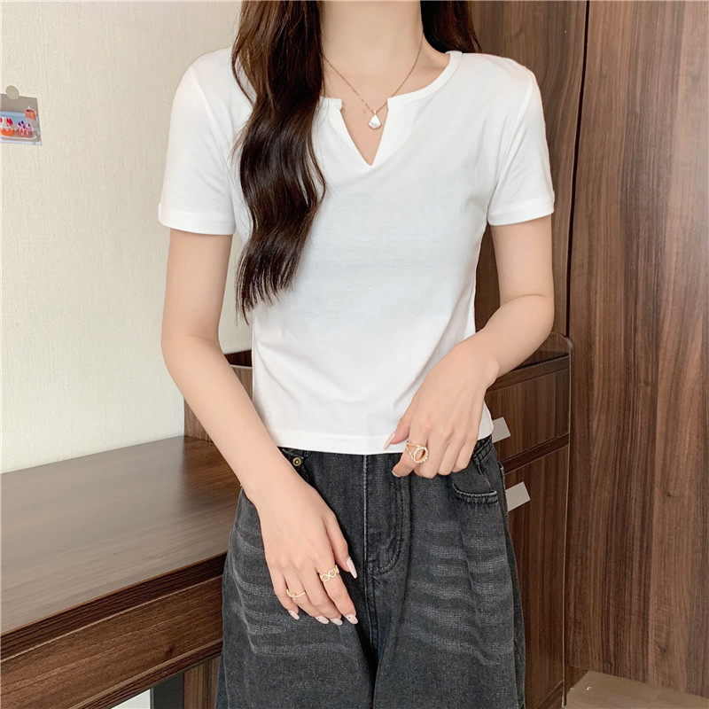 Pure all-match T-shirt short Korean style tops for women