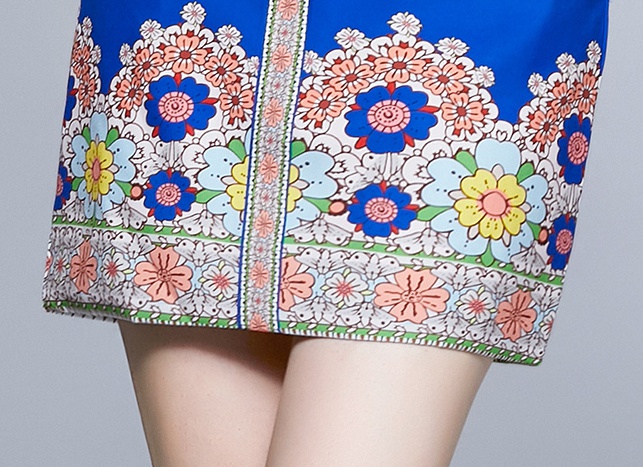 Lapel European style summer long sleeve skirt 2pcs set