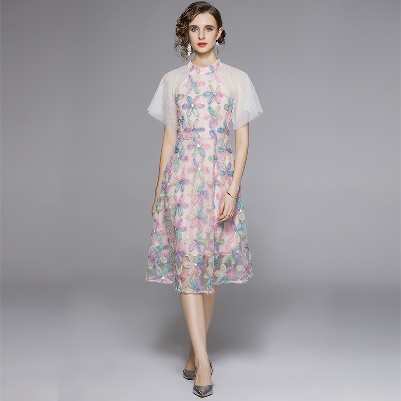 Light summer temperament sequins stereoscopic dress