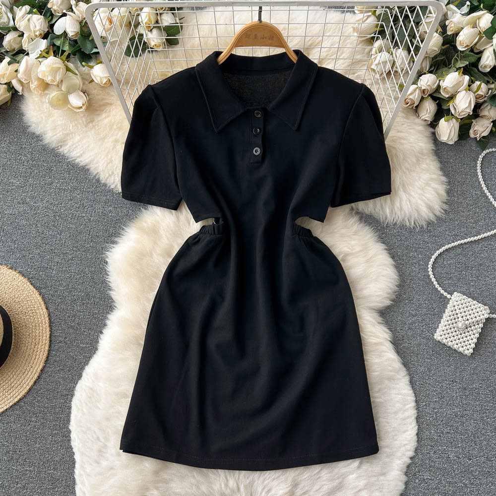 Summer lapel Korean style simple short dress