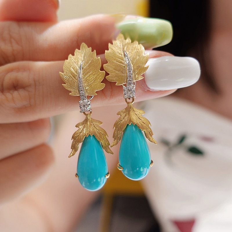 Painting maiden turquoise romantic earrings