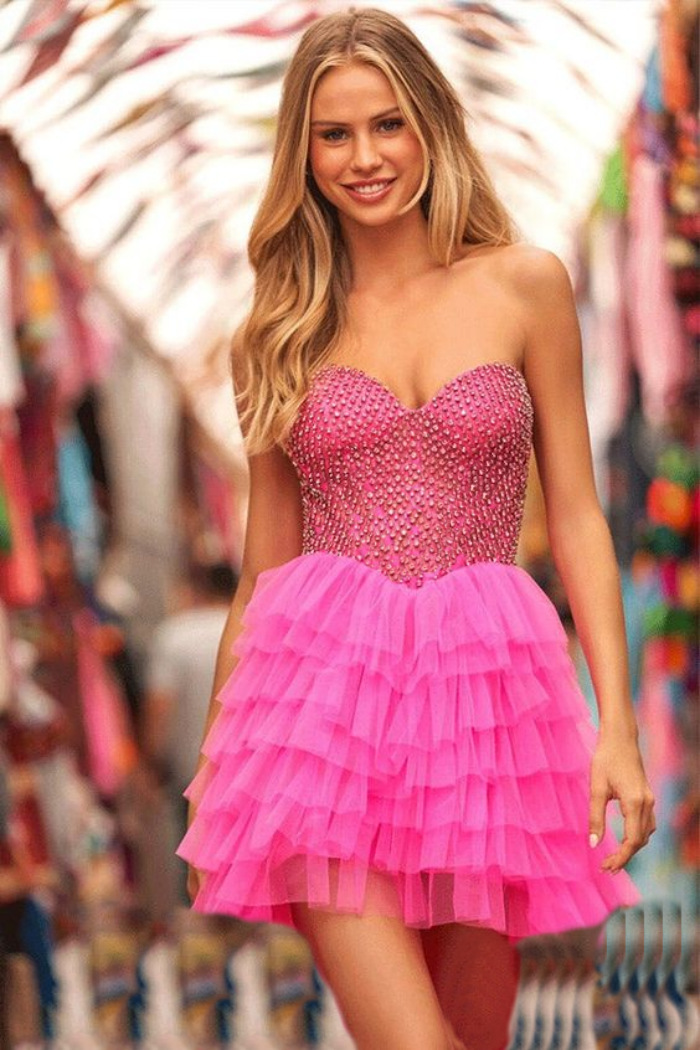 Pink European style lady dress mini dress for women