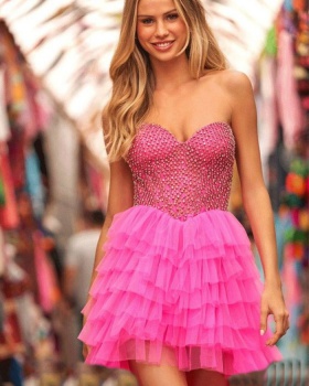 Pink European style lady dress mini dress for women