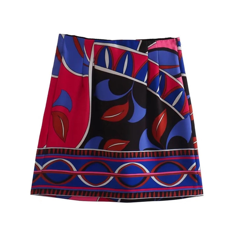 Summer printing short skirt loose shirt 2pcs set