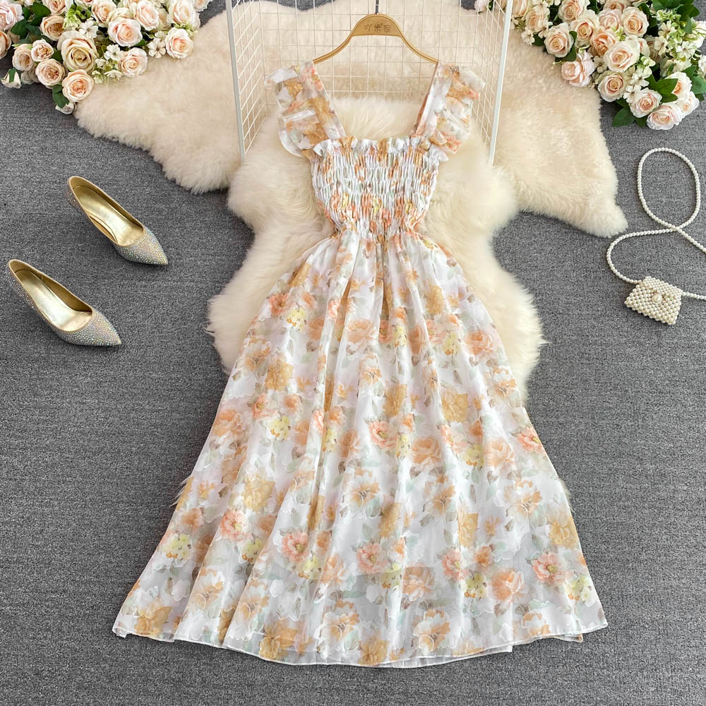 Floral tender dress summer strap dress for women