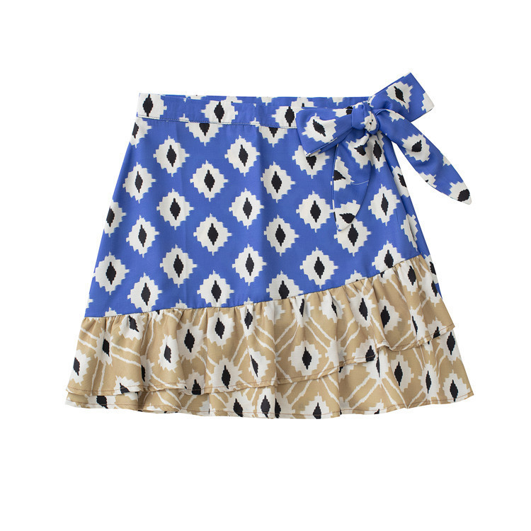 European style skirt printing shirt 2pcs set