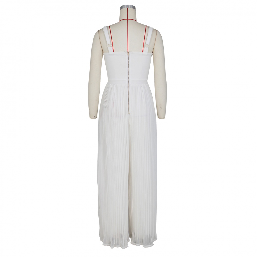 Sexy pleated wide leg sling jumpsuit for women