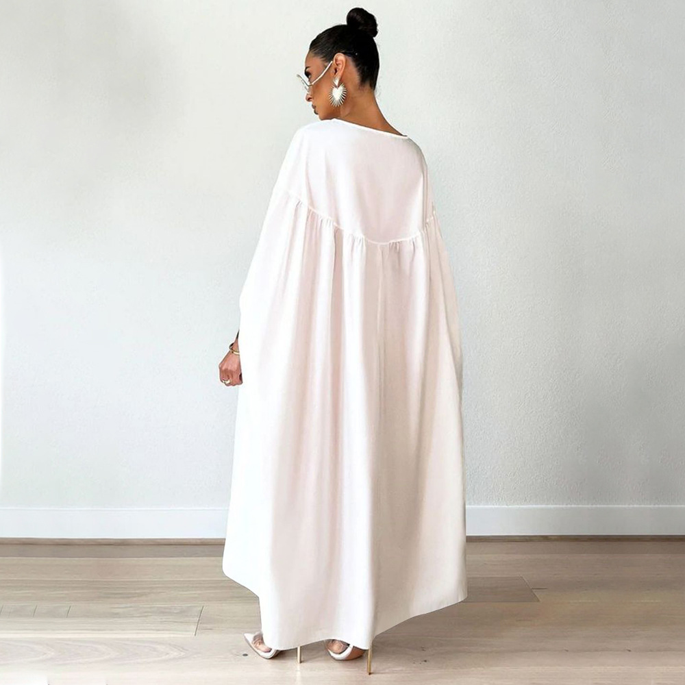 Temperament irregular dress round neck pure robe for women