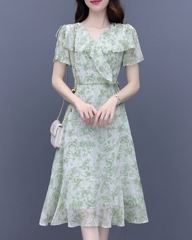 Slim France style floral dress for women