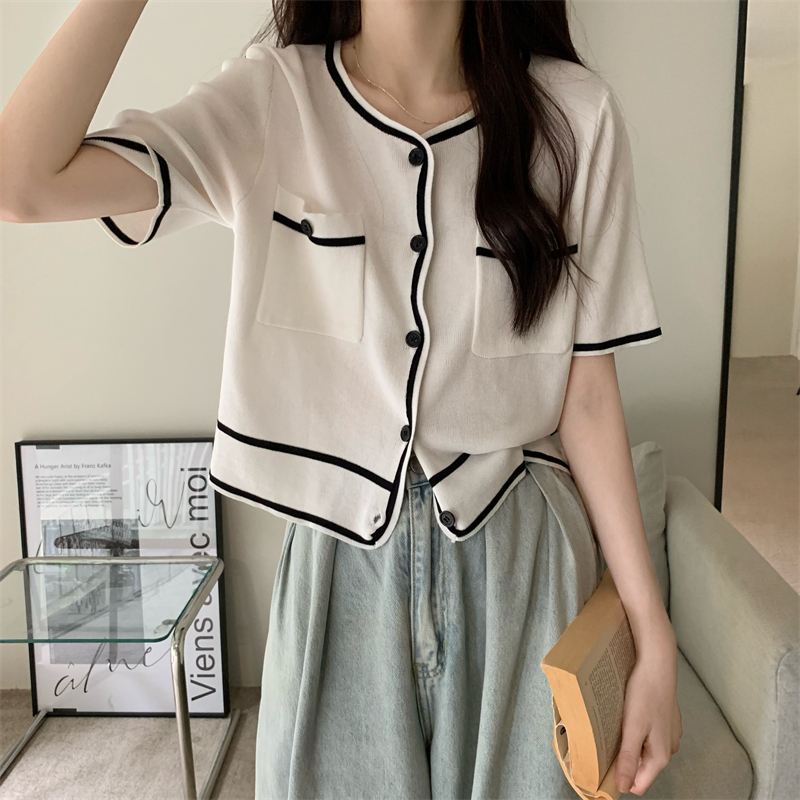Fashion and elegant all-match ice silk knitted loose tops