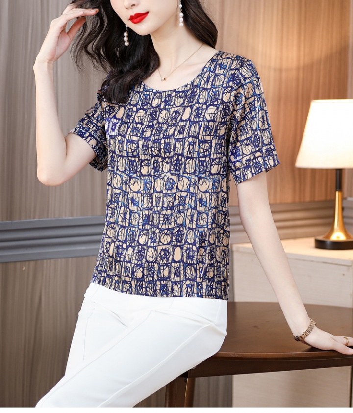 Short sleeve thin small shirt middle-aged tops for women
