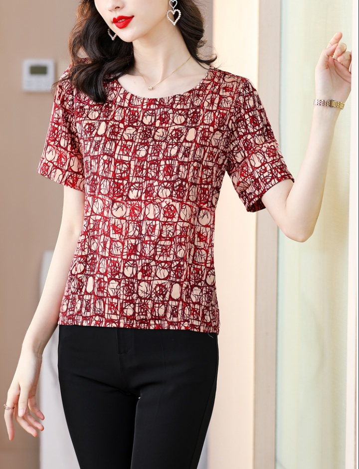 Short sleeve thin small shirt middle-aged tops for women