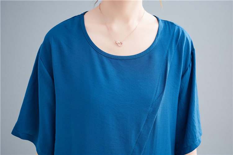 Irregular summer shirt round neck tops for women