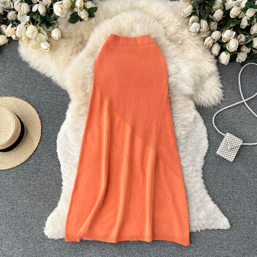 Long loose spring and autumn knitted skirt for women