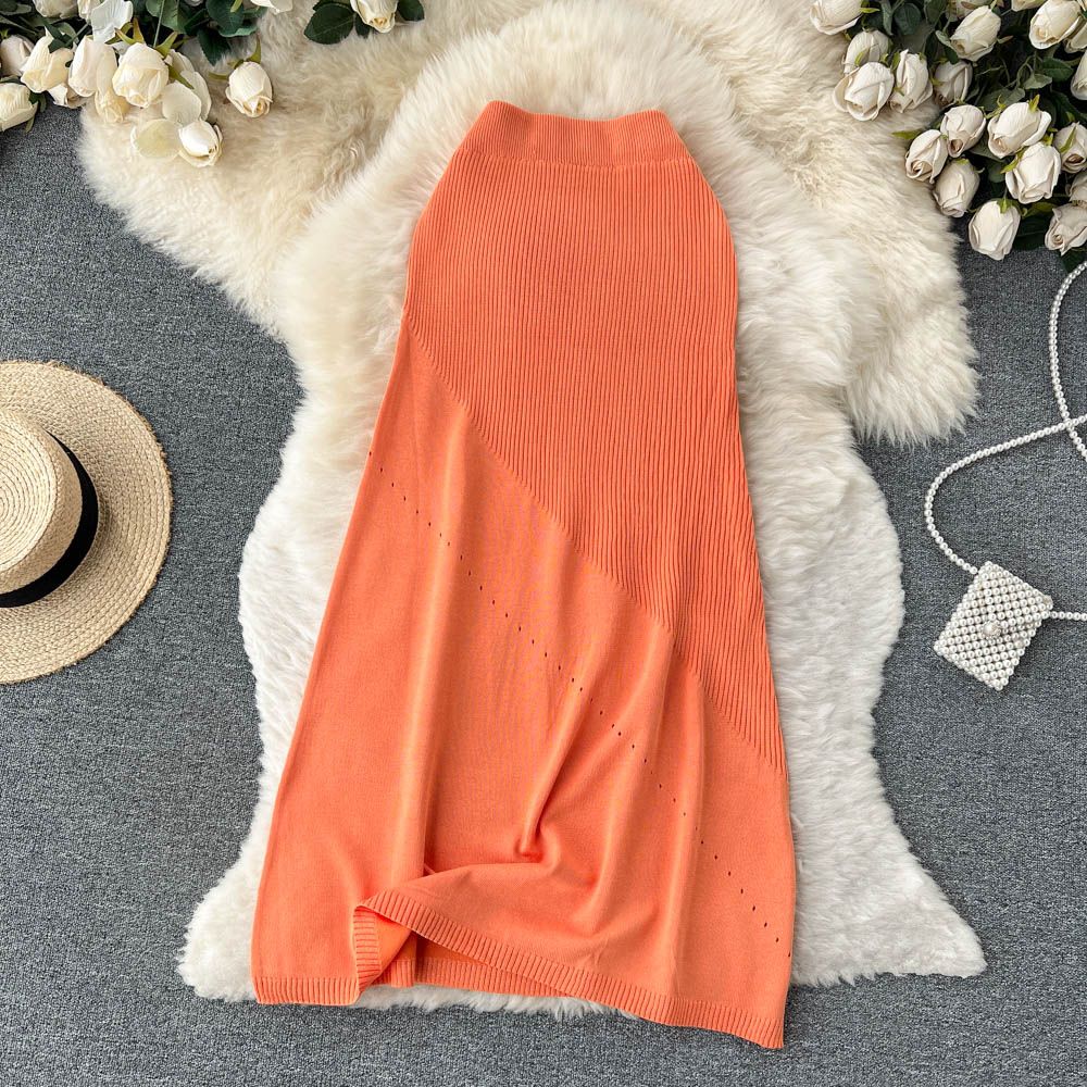Long loose spring and autumn knitted skirt for women