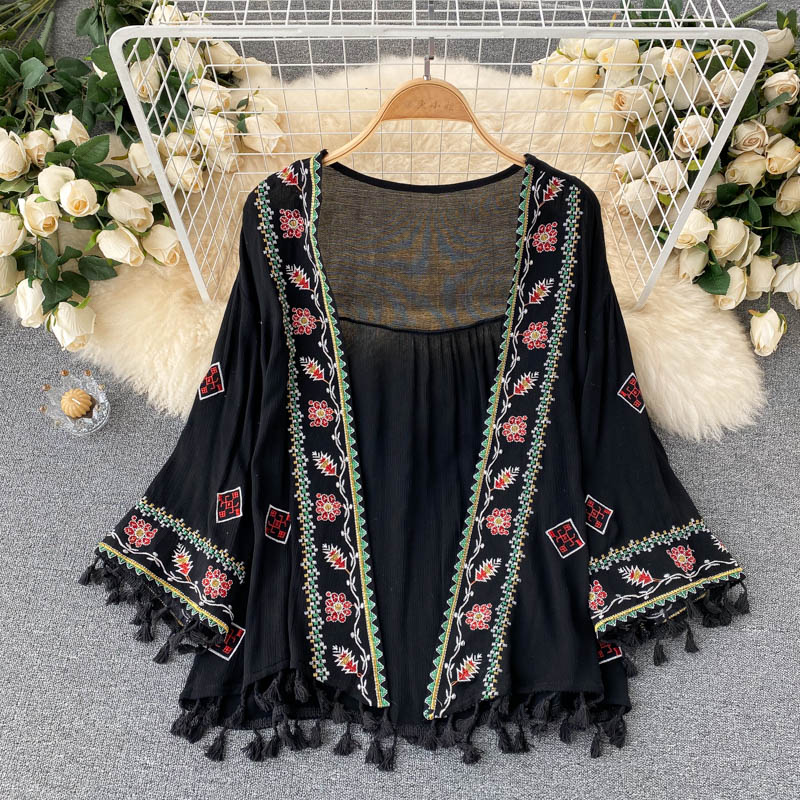 Summer sunscreen shawl long sleeve embroidered coat