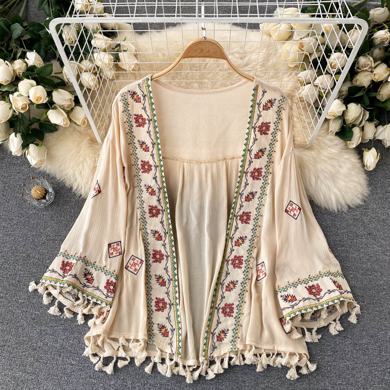Summer sunscreen shawl long sleeve embroidered coat