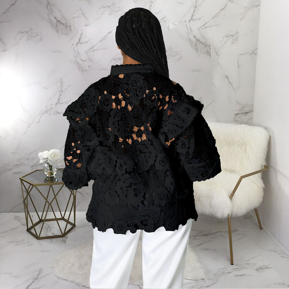 European style hollow cardigan lace coat