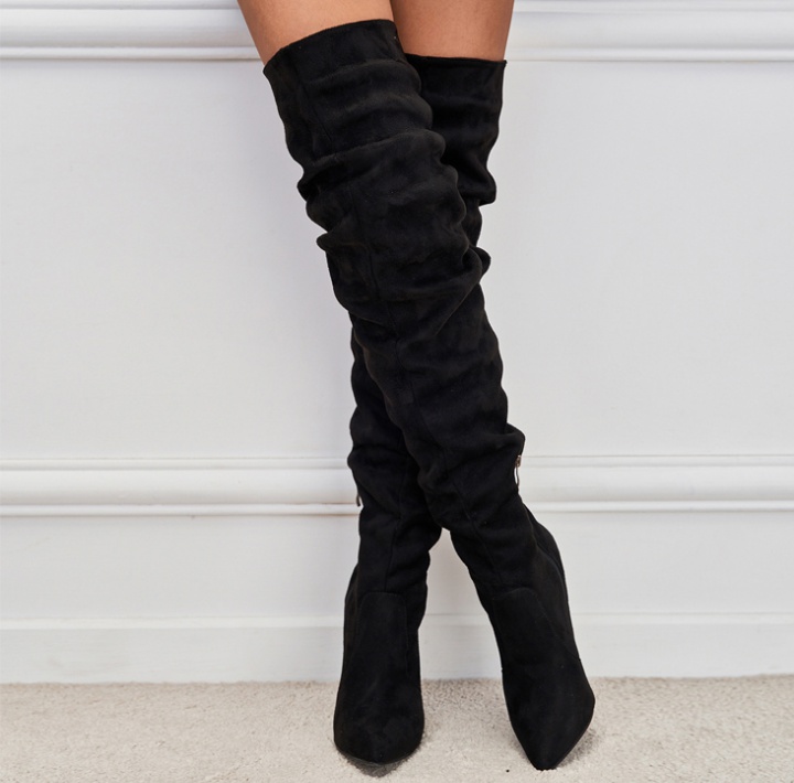 High-heeled black thigh boots autumn martin boots