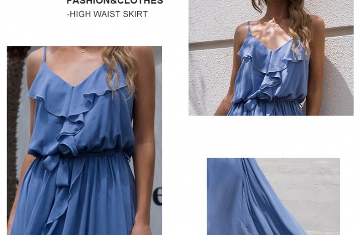 Sling summer European style irregular dress for women