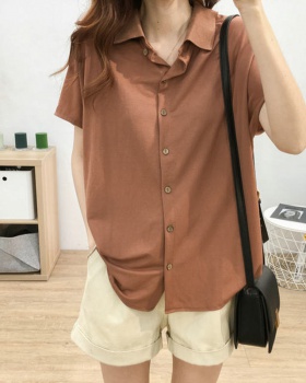 Loose Korean style shirt summer doll collar tops for women