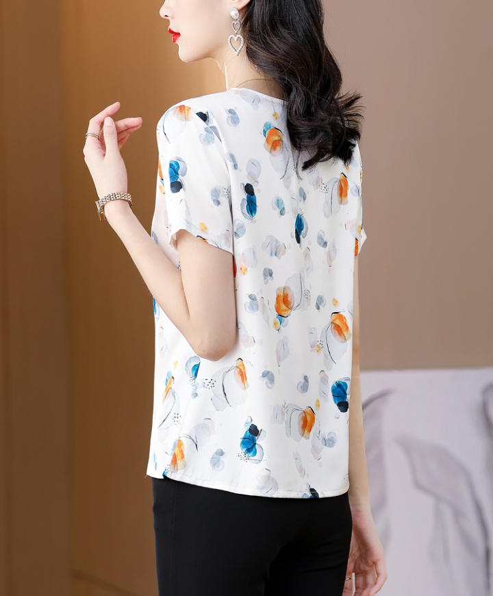 Summer printing tops imitation silk T-shirt for women