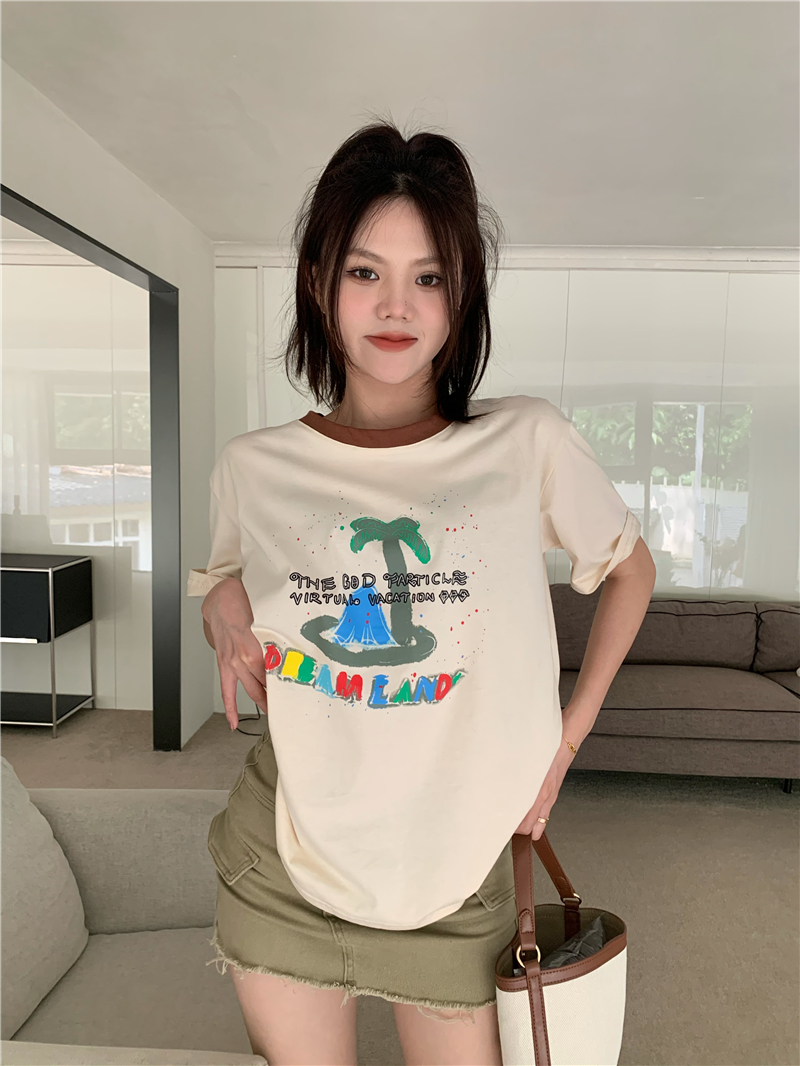 Short sleeve pullover printing all-match T-shirt