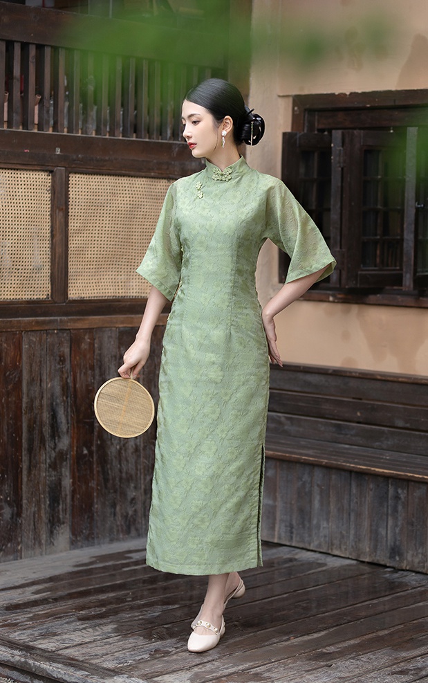 Retro dress green cheongsam