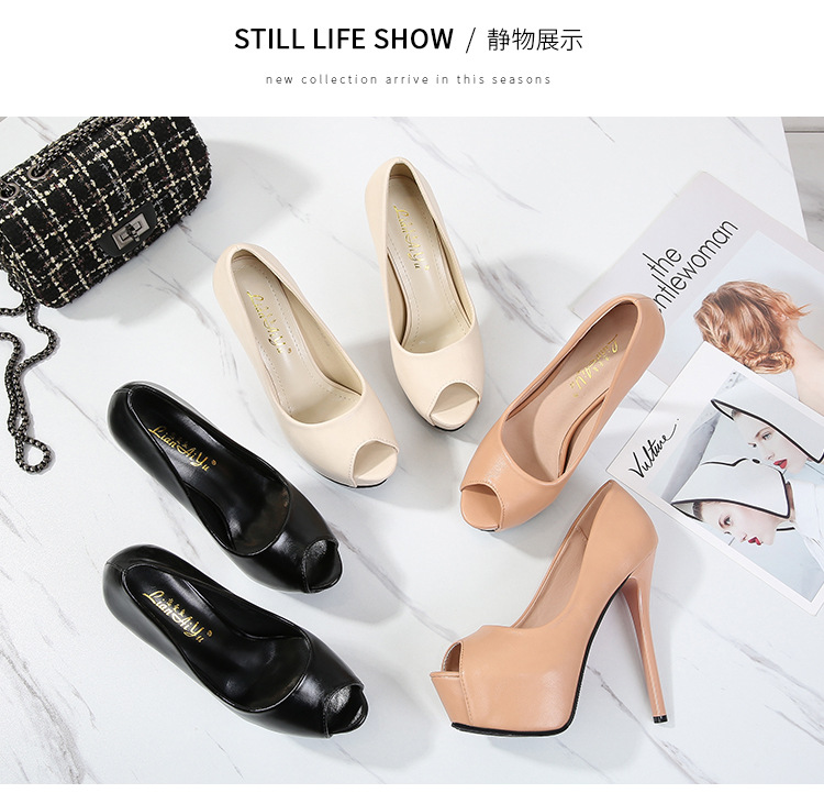 Simple high-heeled light board platform round low shoes