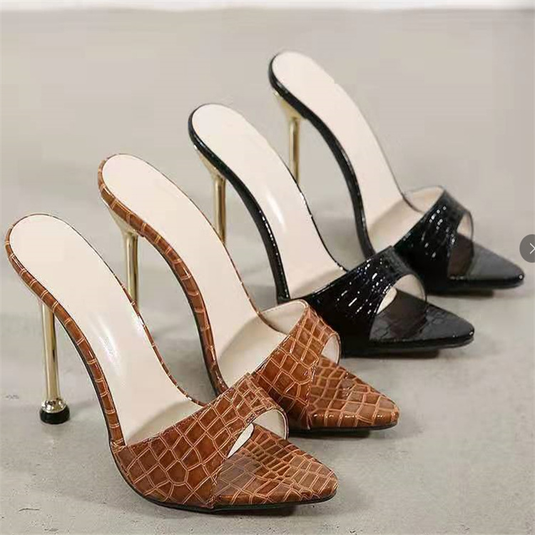 Snakeskin pattern European style stilettos simple shoes