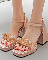 Thick pink high-heeled shoes transparent sandals