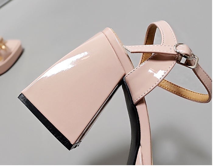 Thick pink high-heeled shoes transparent sandals