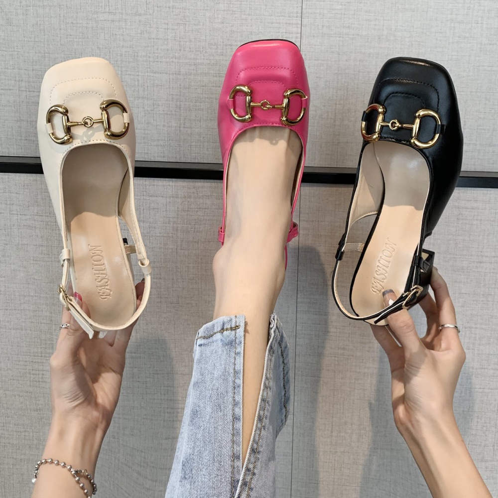 Round thick candy colors high-heeled sandals for women